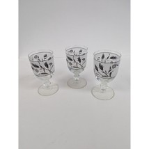 Set 3 Vintage Libbey Silver Wheat Frosted Glasses 5 1/2&quot; by 2 7/8&quot; Footed Stem - £15.70 GBP