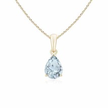 Aquamarine Solitaire Pendant in 14K Yellow Gold (Grade- A, Size- 8x6MM) - £326.91 GBP