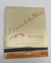 Orange Coast Rental Agency Huntington Beach CA Feature Matchbook Large Ad - £4.70 GBP