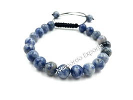 Natural Sodalite 8x8 mm Round Beads Thread Bracelet TB-70 - £8.20 GBP