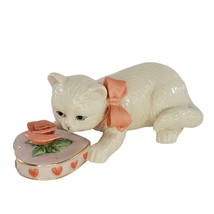 Lenox My Kitty Valentine Cat Figurine February Kitten Heart Box Rose - £20.03 GBP
