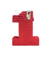 Red Number One Pinata for Kids, 1st Birthday Party Supplies &amp; Decor, Han... - €34,22 EUR