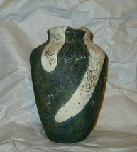 Lillian Rubin Signed Raku Pottery Vase 7 3/4&quot; - $79.19