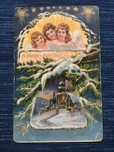 688A~ Vintage Postcard A Merry Christmas Cherub Church Stars Raphael Tuc... - £3.92 GBP
