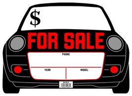 Car Auto Shape FOR SALE FLuOrEsCeNt SIGN 10&quot;x14 Windshield Window Hillman 843474 - £16.88 GBP