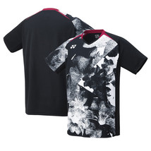 YONEX 23FW Men&#39;s T-Shirts Badminton National Team Uniform Top Black NWT 10509EX - £55.00 GBP