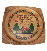 Wall Hanging Plaque &quot;Bless This House&quot; Japan Wood Vintage 1960’s Hand Painted - £25.38 GBP