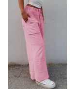 Bonbon Mineral Wash Exposed Seam Drawstring Elastic Waistband Wide Leg C... - $724.00 MXN
