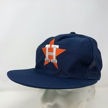 VTG Houston Astros Blue Mesh Trucker Snapback Hat Orange Star Baseball M... - $49.49
