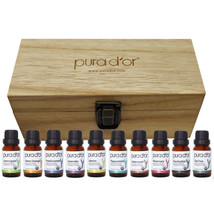 Essential Oils Set Tea Tree Peppermint Lavender Rosemary Oil Pura D Or 10 Pc New - $36.99