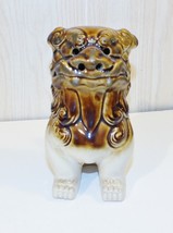 Statue Foo Dog 7 inches tall - Beautiful - Brown &amp; Natural Glaze Ceramic ~ Cute - £10.50 GBP