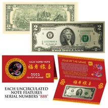 2025 Lunar Chinese New YEAR of the SNAKE Lucky $2 Bill w/ Red Folder - S/N 888 - $15.85