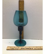VINTAGE Elegant Glass blue TALL Wine Glass~Spiral Stem Hand Blown MCM Ar... - $23.06 CAD