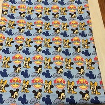 100% Cotton 2M ( 79*57 Inch ) Disney Micky Minnie on Light Blue Fabric - £17.67 GBP