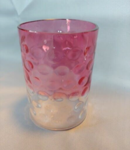 c 1890s TRUE Victorian Reverse Thumbprint Half Cranberry Tumbler - £19.32 GBP