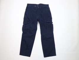 Vintage Gap Mens Size 34x28 Faded Ripstop Wide Leg Cargo Pants Blue Cotton - £46.76 GBP