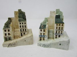 Vtg 2 Solid Miniature Buildings Paris Bar Grey &amp; Green Slate Line Roof  1980&#39;s - £14.67 GBP