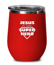 Religious Wine Glass Jesus Is My Super Hero Red-WG  - £21.04 GBP