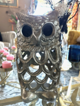 Vintage Bird Owl Brass Metal Tealight Votive Candle Incense Holder 10&quot; Lantern - £33.82 GBP