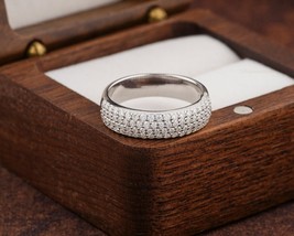 Men&#39;s Wedding Band 0.8Ct Cluster Natural Moissanite Ring in 14K Gold Over 925 - £84.38 GBP