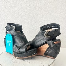Lane Boots LEXINGTON Womens Black Wedges 8 Western Sandals Cowgirl Woode... - $148.50