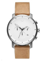 MVMT 45mm Chrono White Caramel Tan Leather Band Watch Model MC01WT - £112.21 GBP