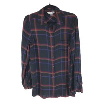 Old Navy Womens The Classic Shirt Flannel Button Down Plaid Pocket Black Red L - £9.94 GBP