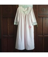 Eileen West Pink Cotton Prairie Night Gown White Lace 3/4 Sleeve Button ... - $1,191.54 MXN