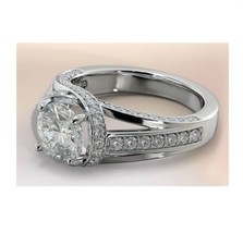 Bague de fiançailles 2,80 ct coupe ronde simulée diamant massif 14 carats... - £199.00 GBP