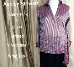 Ashley Stewart Berry Pink And Silver Strap Wrap Top Size 14W - £9.45 GBP