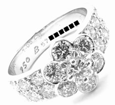 Authentic! Van Cleef &amp; Arpels 18k White Gold Diamond Fleurette Flower Ring - £5,101.73 GBP