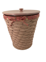 Rare Longaberger 2006 Pink Scalloped Waste Basket + Protector + Liner + Lid Euc - £167.37 GBP