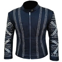 New Black High Quality Beads Leather. Glam Rock Studded Beaded Jacket Bold - $200.25