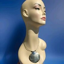 STERLING SILVER 925 Deco Modernist Necklace 29 Gr Vintage ABALONE Reviva... - $375.25