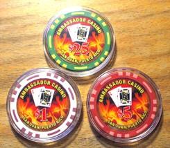 (1) Ambassador Casino Chip Sample Set - San Juan - Bud Jones - 1990 -Sam... - £15.94 GBP