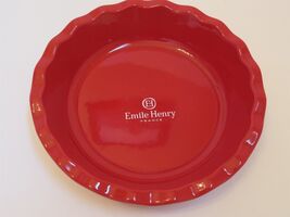 Emile Henry 10.5" Deep Dish Ruffled Pie Plate Red Cerise NEW - $41.23