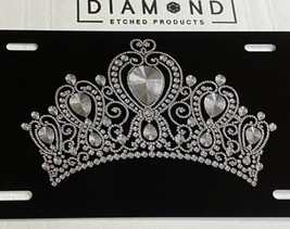 ENGRAVED Princess Queen Crown Tiara Car Tag Diamond Etched Novelty License Plate - $19.89