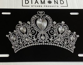 ENGRAVED Princess Queen Crown Tiara Car Tag Diamond Etched Novelty License Plate - £15.93 GBP