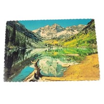 Maroon Bells Peaks Colorado Postcard Aspen Rockies Vintage Water Reflection - $3.99