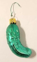 Vintage Hand Blown Glass Cucumber  Pickle Ornament West Germany Green Vegetable  - $16.99