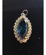 Fashion Blue Crystal Necklace Pendant Ornamental 925 Silver Ships N 24h - $40.37