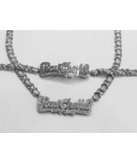 silver plated Double Name Plate xoxo chain Necklace &amp; bracelet Personali... - $1,884.91 MXN
