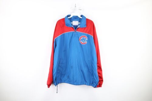 Vintage Mens Medium Distressed Chicago Cubs Baseball Half Zip Pullover J... - $29.65