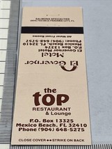 Vintage Matchbook Cover The Top Restaurant &amp; Lounge Mexico Bch, FL gmg Unstruck - £9.71 GBP