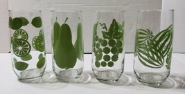 Vintage Anchor Hocking Green Fruit Drinking Glasses Lemon Watermelon Grapes Pear - £25.38 GBP