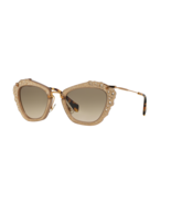 Miu Miu Irregular Sunglasses MU04QS MAR3D0 NUDE  IGHT BROWN LENS WITH CR... - $167.31