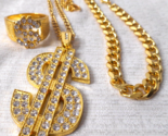 Mens Fashion Jewelry Bracelet Ring Necklace Dollar Sign Bling Hip Hop De... - $19.79