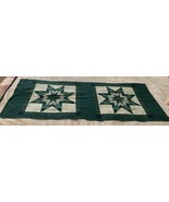 Cotton Fabric Pillow Panel Green Star Amish Quilt Design 16 inch Brand New - £10.19 GBP