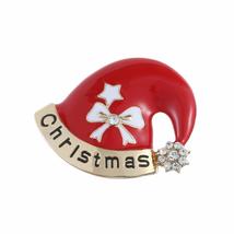 Crystal Merry Christmas Xmas Jewelry Women Santa Claus Hat Enamel Brooch Christm - £6.99 GBP