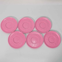 1982 Vintage Fisher Price Fun With Food Drink Pink Tea Set Saucers Only HTF 0422 - $19.79
